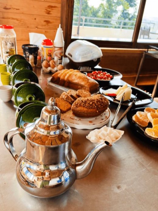 Moroccan breakfast with mint tea