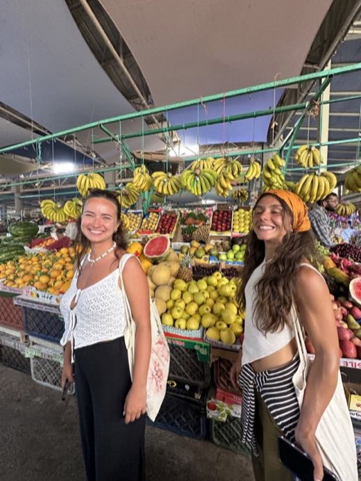 Two friends at the fruit market in Agadir