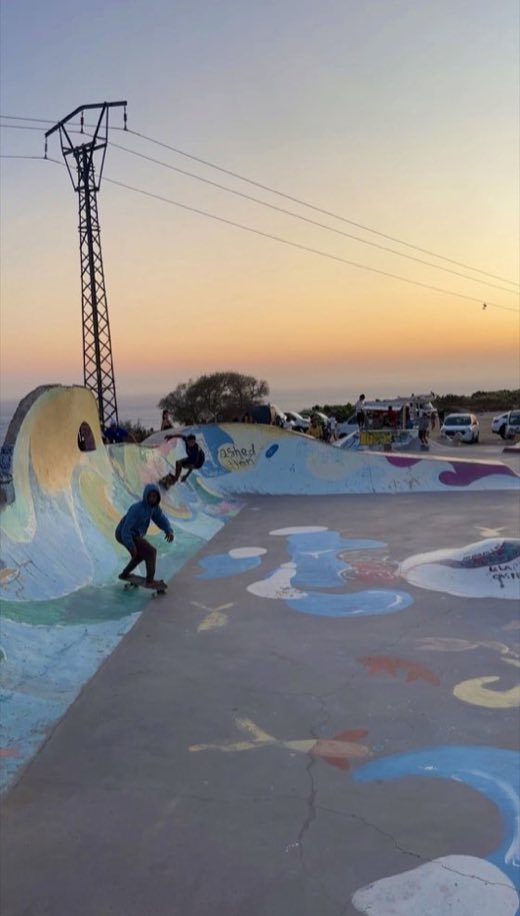 Taghazout skatepark at sunset