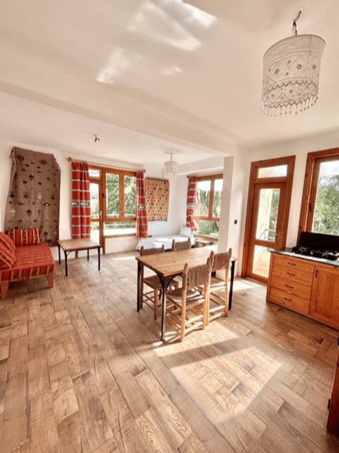 Bright apartment living room with kitchen